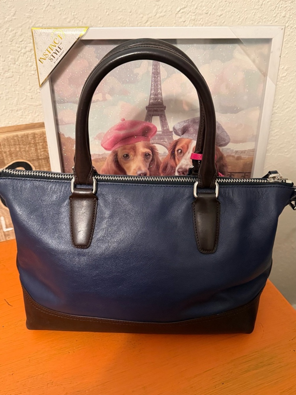 COACH Legacy Molly Colorblock Satchel in Pink & Navy EUC - Picture 4 of 16